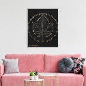 Golden Maple Leaf Circle Botanical Art Canvas Gift キャンバスプリント (インサイチュ (リビング))
