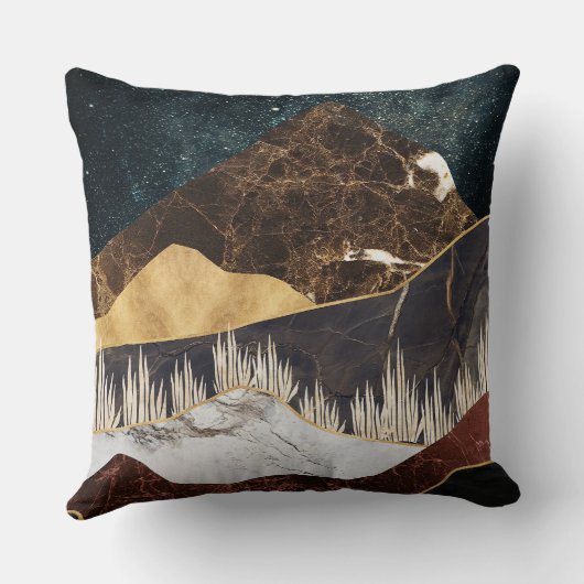 Golden Marble Mountain Under Starry Sky クッション (裏面)