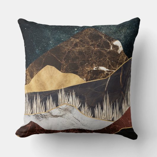 Golden Marble Mountain Under Starry Sky クッション (正面)