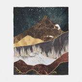 Golden Marble Mountain Under Starry Sky フリースブランケット (正面)