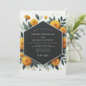 Golden Marigold Botanical Romance Wedding 招待状 (スタンド正面)