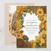 Golden Marigold, Terra Honey & Umber Spice Wedding 招待状 (正面/裏面)