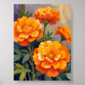 Golden Marigolds | Watercolor Flowers Floral ポスター (正面)