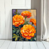 Golden Marigolds | Watercolor Flowers Floral ポスター