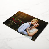 Golden Married & Merry Newlyweds Photo Christmas 箔シーズンカード (回転した状態)