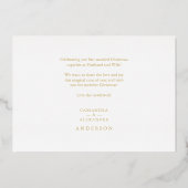 Golden Married & Merry Newlyweds Photo Christmas 箔シーズンカード (裏面)