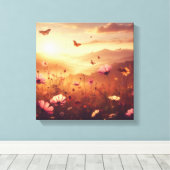 Golden Meadow Bliss with Wildflowers – Canvas Art キャンバスプリント (インサイチュ (ウッドフロア))