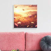Golden Meadow Bliss with Wildflowers – Canvas Art キャンバスプリント (インサイチュ (リビング))