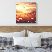Golden Meadow Bliss with Wildflowers – Canvas Art キャンバスプリント (インサイチュ (寝室))