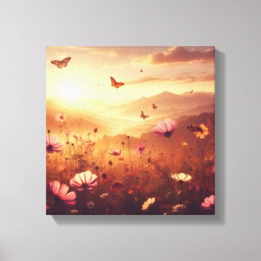 Golden Meadow Bliss with Wildflowers – Canvas Art キャンバスプリント (正面)