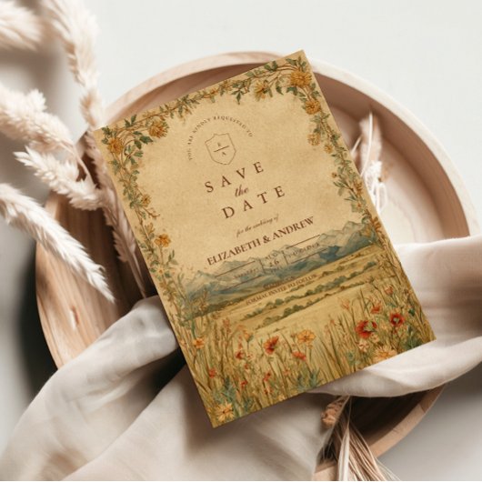 Golden Meadow Mountain Wedding セーブザデート