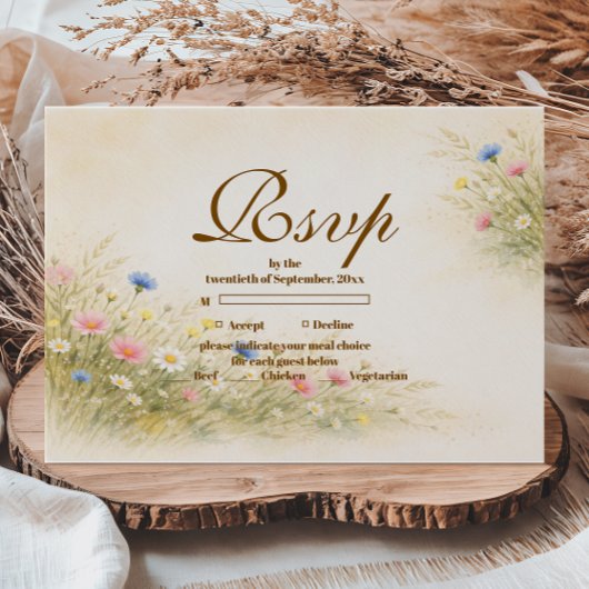 Golden Meadow Wildflower Quinceañera 出欠カード