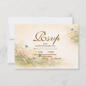 Golden Meadow Wildflower Quinceañera 出欠カード (正面)