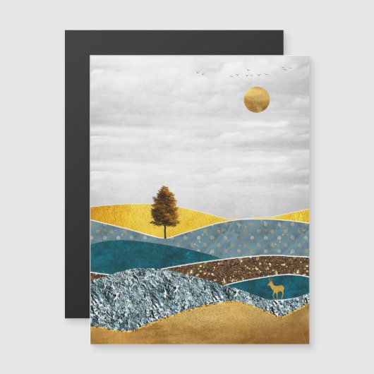 Golden Meadow with Tree and Deer (正面/裏面)