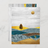 Golden Meadow with Tree and Deer ポストカード (正面/裏面)