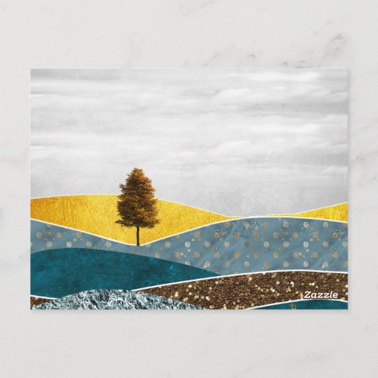 Golden Meadow with Tree and Deer ポストカード (裏面)