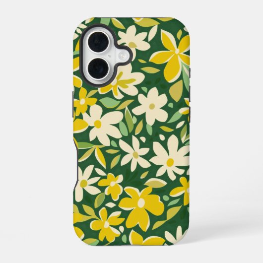 Golden Meadow – Yellow Floral Pattern Phone Case iPhone 16ケース (裏面)