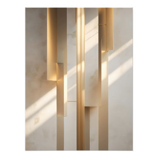 Golden Meridian – Vertical Gold Architectural  フォトプリント
