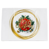 Golden Merry Christmas Gift Bag ラージペーパーバッグ (正面)