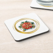 Golden Merry Christmas Hard plastic coaster コースター (左側)