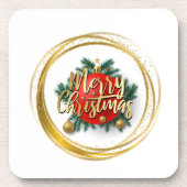 Golden Merry Christmas Hard plastic coaster コースター (正面)