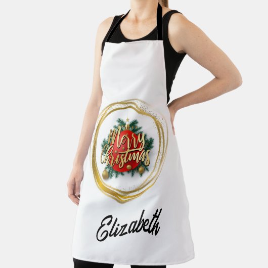 Golden Merry Christmas Personalized Apron エプロン (インサイチュ)