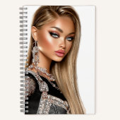 Golden Mesh Glam Girl Spiral Notebook ノートブック (正面)