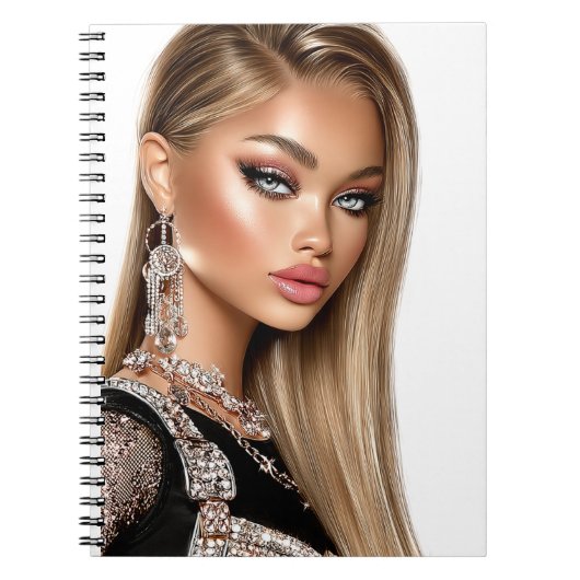 Golden Mesh Glam Girl Spiral Photo Notebook ノートブック (正面)