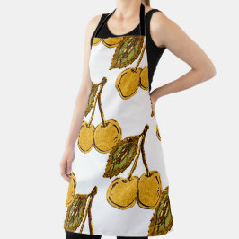 Golden Metallic Cherries Pattern エプロン