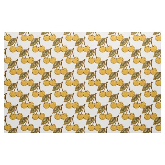 Golden Metallic Cherries Pattern ファブリック (ファットクウォーター)