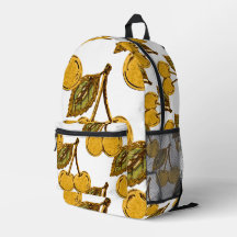 Golden Metallic Cherries Pattern