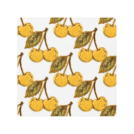 Golden Metallic Cherries Pattern メタルプリント