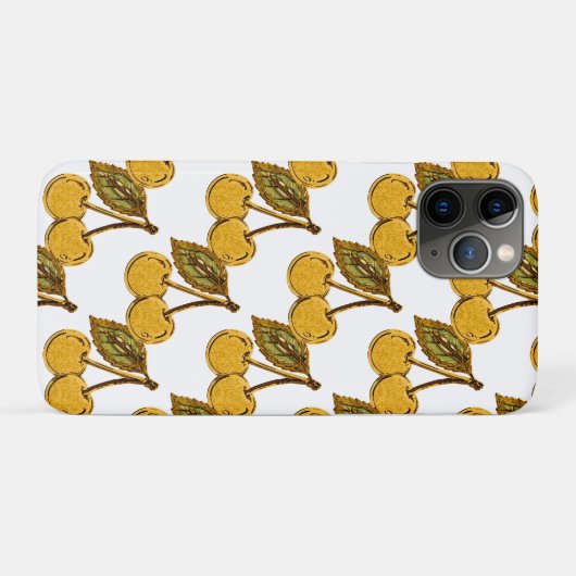 Golden Metallic Cherries Pattern Case-Mate iPhoneケース (裏面(横))
