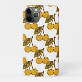 Golden Metallic Cherries Pattern iPhone 11 Proケース
