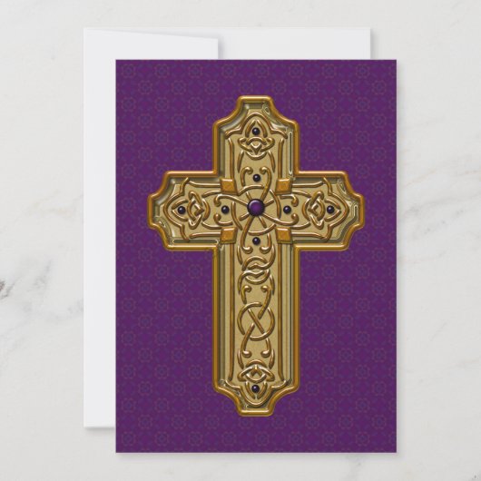 Golden Metallic Cross Purple Decorative Background シーズンカード (正面)
