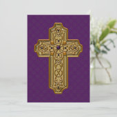 Golden Metallic Cross Purple Decorative Background シーズンカード (スタンド正面)