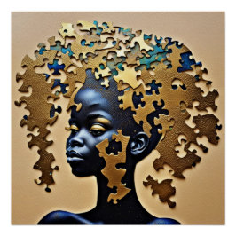 Golden Mind Awakening – Puzzle Soul Goddess Art ポスター