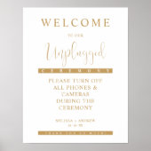 Golden Minimalist Unplugged Wedding Sign ポスター (正面)