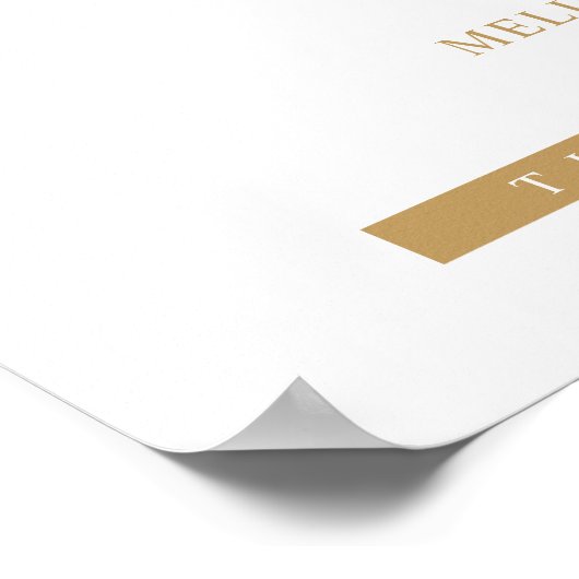 Golden Minimalist Unplugged Wedding Sign ポスター (角)