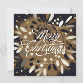Golden mistletoe wreath Flat Holiday Card シーズンカード (正面)