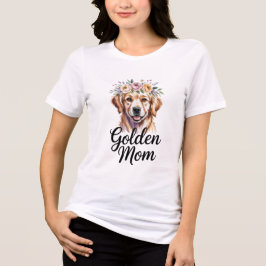 Golden Mom Golden Retriever Floral Women T-Shirt G トライブレンドＴシャツ