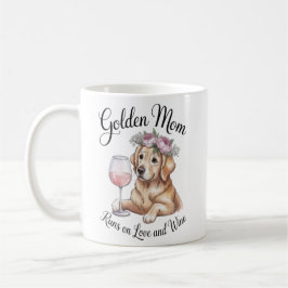 Golden Mom Mug Runs on Love and Wine Funny Dog Gif コーヒーマグカップ