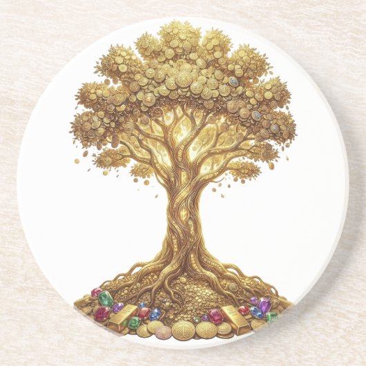 Golden Money Tree of Abundance Art コースター (正面)