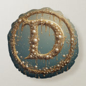 Golden Monogram Initial Letter D ラウンドクッション (裏面)