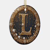 Golden Monogram Initial Letter L セラミックオーナメント (右)