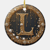 Golden Monogram Initial Letter L セラミックオーナメント (裏面)