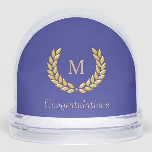 Golden Monogram & Laurel Wreath on Deep Blue (正面)