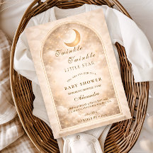 Golden Moon And Stars Baby Shower