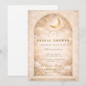 Golden Moon Arch Celestial Bridal Shower 招待状 (正面/裏面)