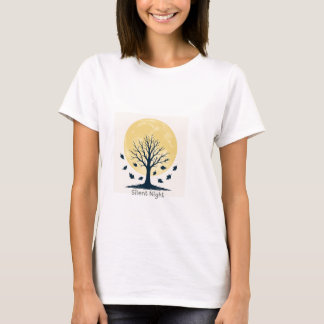 Golden Moon & Bare Tree Silhouette – Minimal Autum Tシャツ
